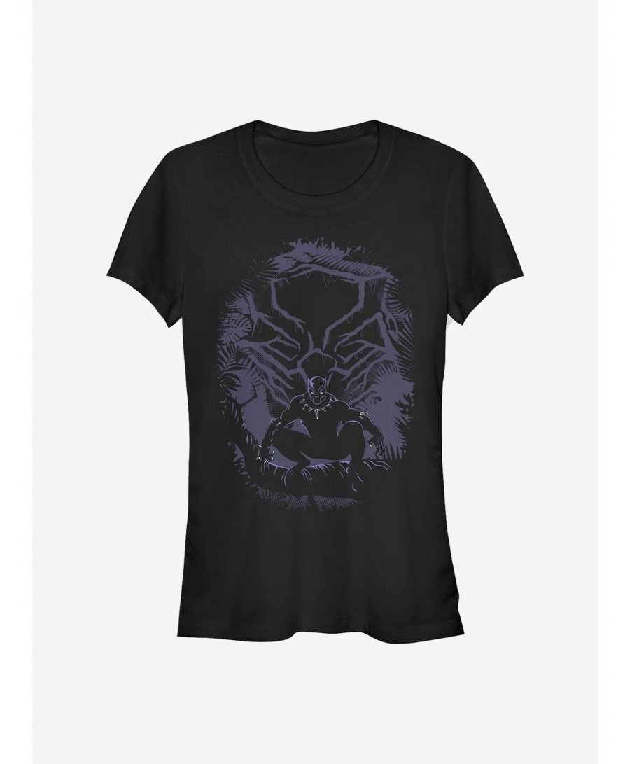 Limited Time Special Marvel Black Panther Hunter Pose Girls T-Shirt $11.45 T-Shirts