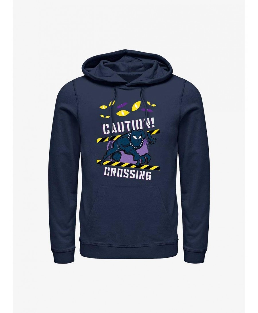 Clearance Marvel Black Panther Caution Crossing Hoodie $17.96 Hoodies