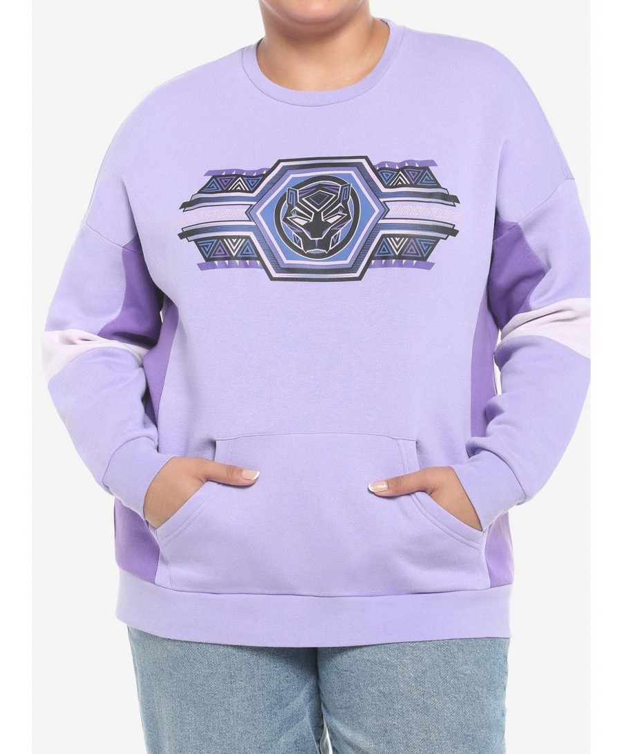 Hot Sale Her Universe Marvel Black Panther: Wakanda Forever Color-Block Girls Sweatshirt Plus Size $9.38 Sweatshirts