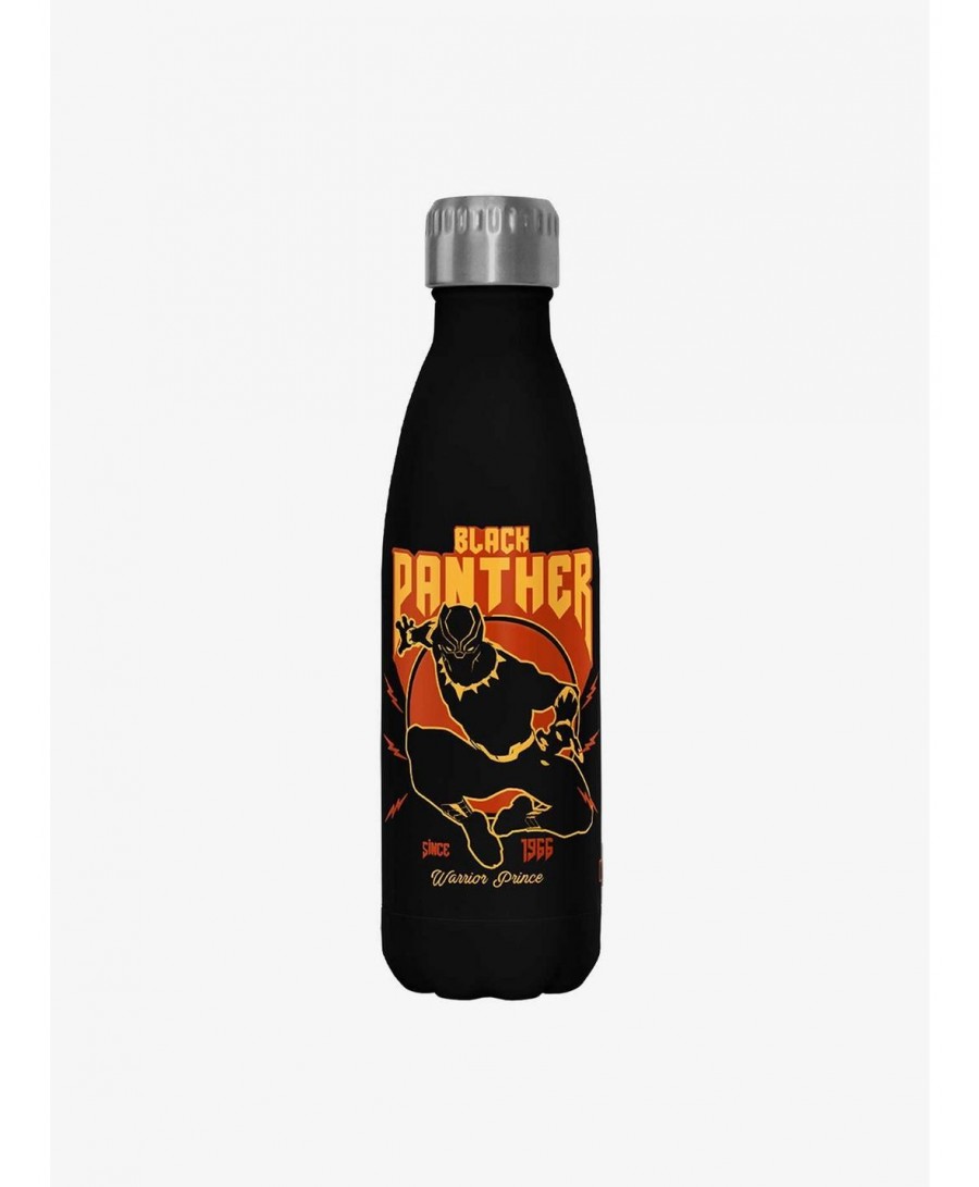 Discount Marvel Black Panther Warrior Prince Stainless Steel Water Bottle $9.21 Water Bottles