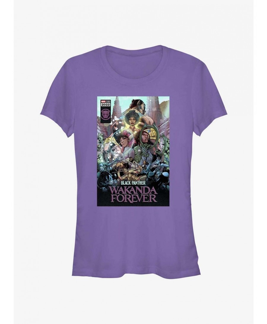 Trendy Marvel Black Panther: Wakanda Forever Comic Cover Girls T-Shirt $9.21 T-Shirts