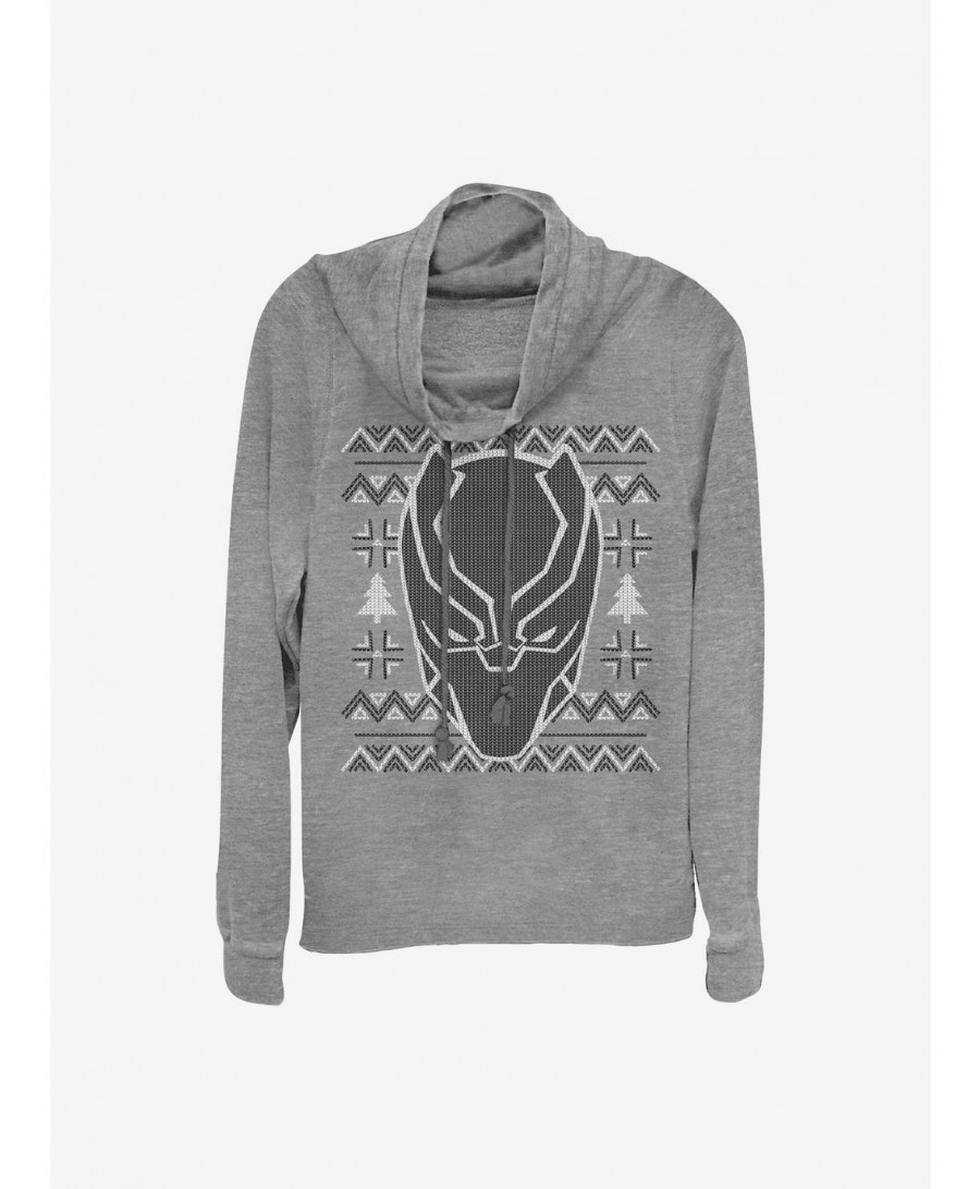 Value Item Marvel Black Panther Christmas Pattern Cowl Neck Long-Sleeve Girls Top $20.21 Tops