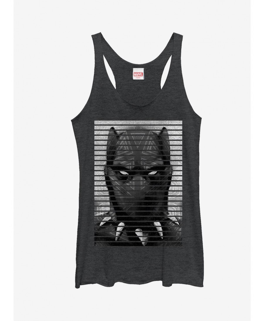 Discount Marvel Black Panther Striped Profile Girls Tanks $11.91 Tanks