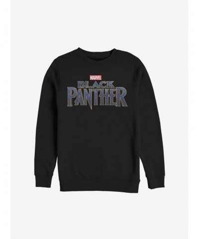Hot Selling Marvel Black Panther 2018 Text Logo Sweatshirt $16.97 Sweatshirts
