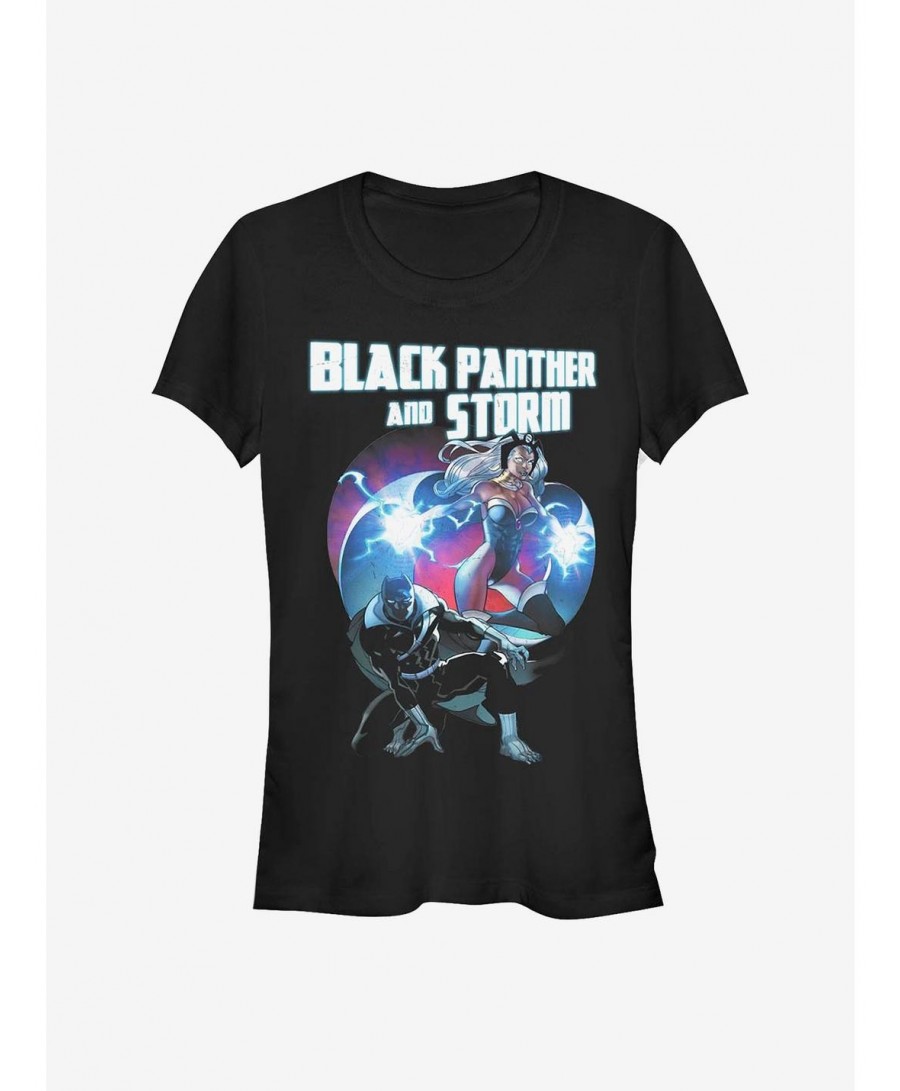 Festival Price Marvel Black Panther Hero Couple Heart Girls T-Shirt $10.21 T-Shirts