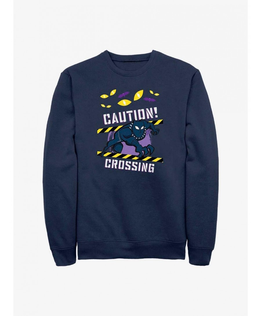 New Arrival Marvel Black Panther Caution Crossing Sweatshirt $14.39 Sweatshirts