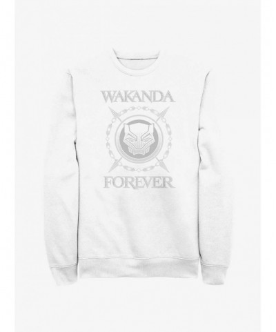 Discount Sale Marvel Black Panther: Wakanda Forever Crossed Spears Logo Sweatshirt $18.08 Sweatshirts