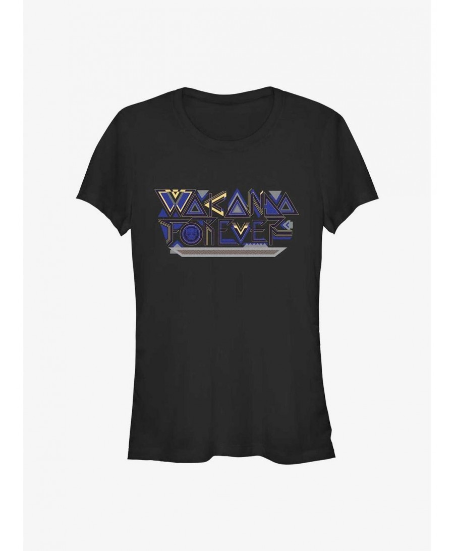 Pre-sale Marvel Black Panther: Wakanda Forever Wakanda Forever Geometric Logo Girls T-Shirt $10.21 T-Shirts
