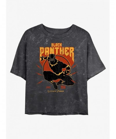 Limited-time Offer Marvel Black Panther Warrior Prince Mineral Wash Crop Girls T-Shirt $12.72 T-Shirts
