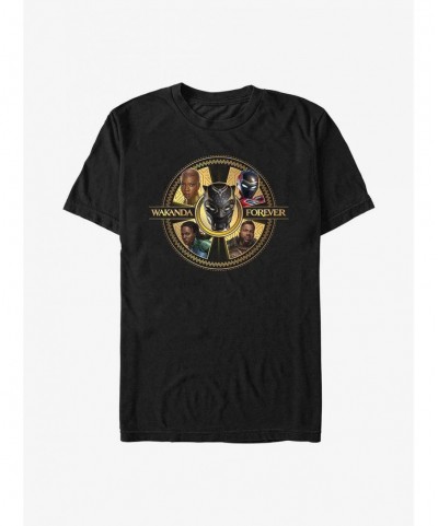 Trendy Marvel Black Panther: Wakanda Forever Warrior Heroes Badge T-Shirt $8.84 T-Shirts