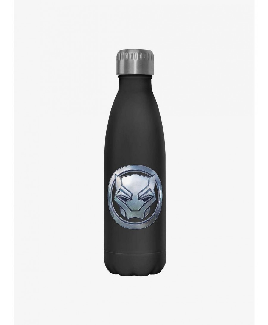 Hot Sale Marvel Black Panther Chrome Emblem Water Bottle $9.46 Water Bottles