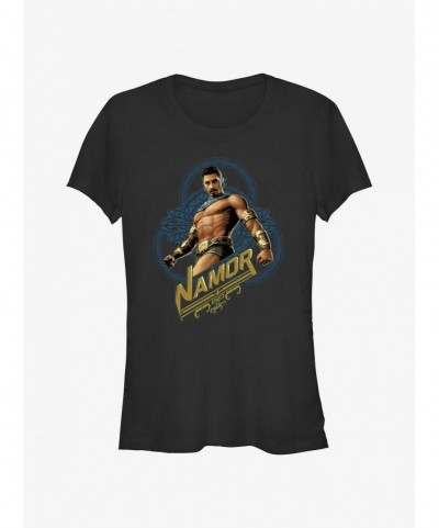Exclusive Price Marvel Black Panther: Wakanda Forever Namor Sea King Girls T-Shirt $8.96 T-Shirts