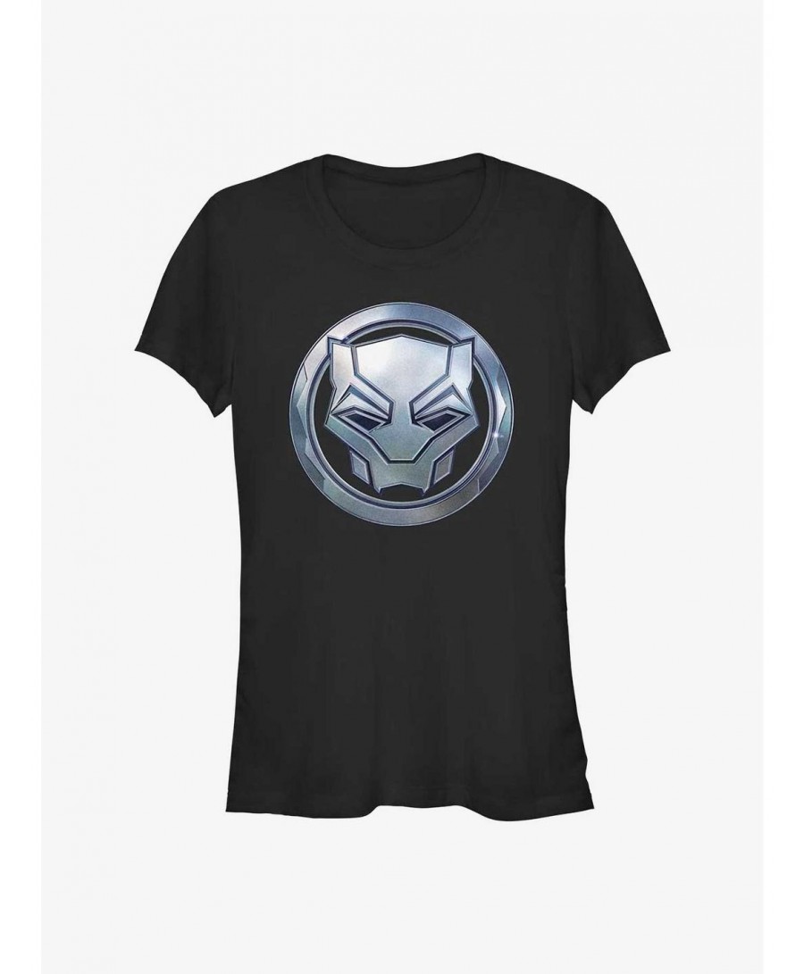 Unique Marvel Black Panther: Wakanda Forever Metal Warrior Sigil Girls T-Shirt $8.96 T-Shirts
