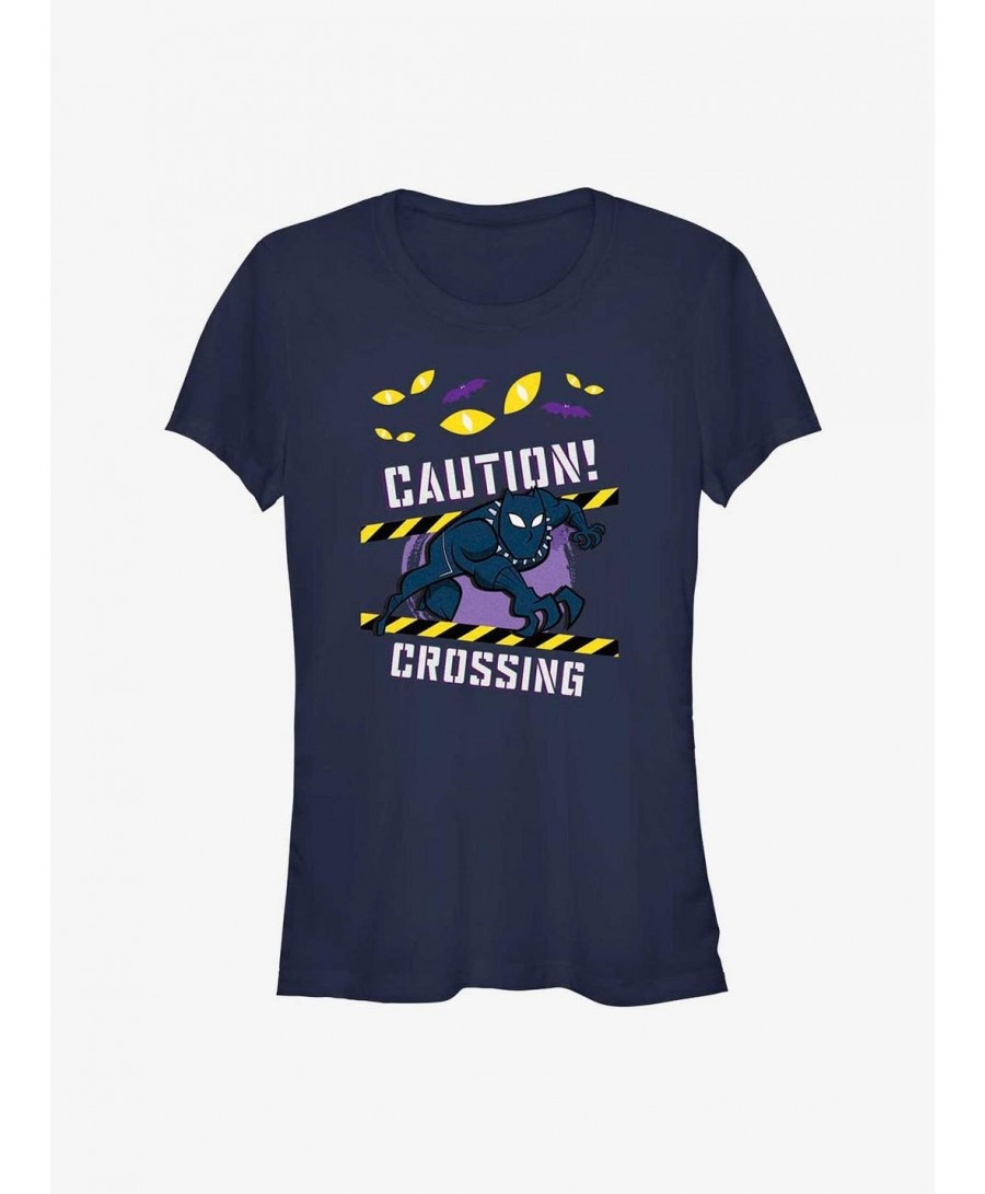 Premium Marvel Black Panther Caution Crossing Girls T-Shirt $10.21 T-Shirts