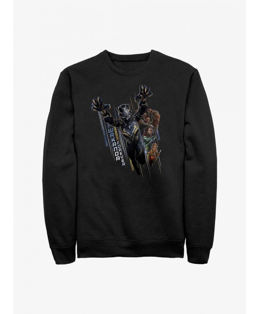 Discount Sale Marvel Black Panther: Wakanda Forever Warriors Take Action Sweatshirt $16.61 Sweatshirts