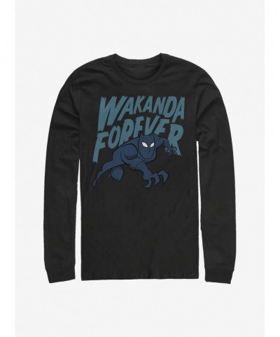 Premium Marvel Black Panther Wakanda Forever Bold Art Long-Sleeve T-Shirt $11.52 T-Shirts