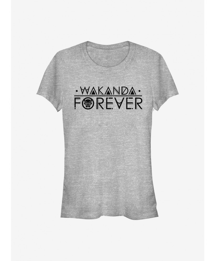 Pre-sale Discount Marvel Black Panther Wakanda Forever Text Girls T-Shirt $8.22 T-Shirts